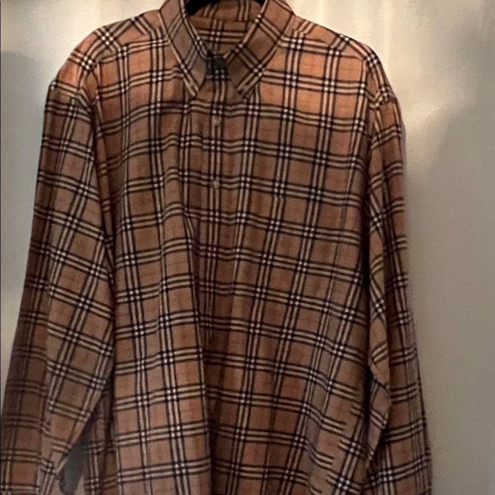 Burberry Tan Classic Plaid Men's Shirt- XL